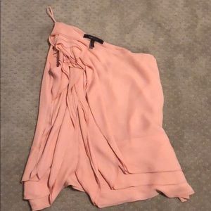 BCBG Pink silk one shoulder blouse